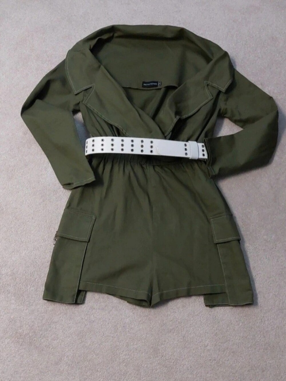 PrettyLittleThing Olive Green Utility Jumpsuit